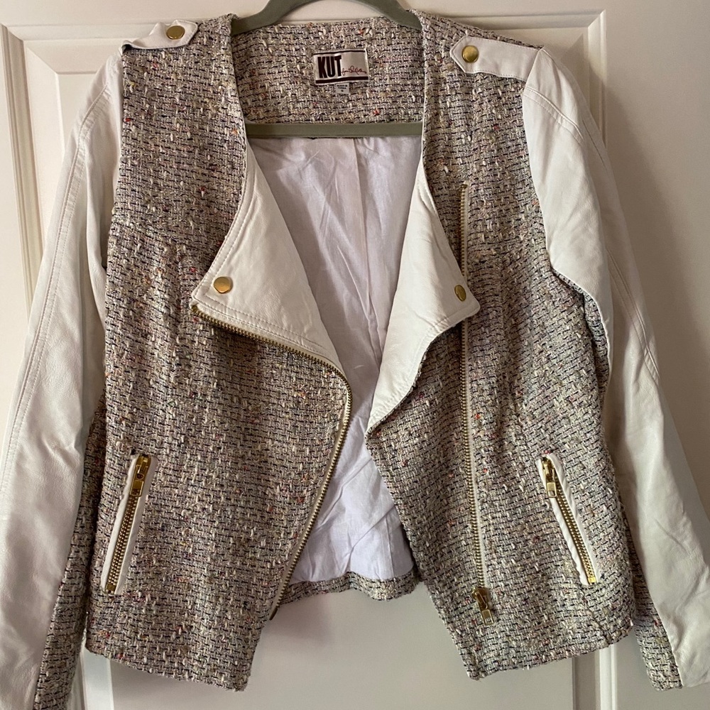 Kut from the Kloth Tweed Faux Leather Moro Jacket